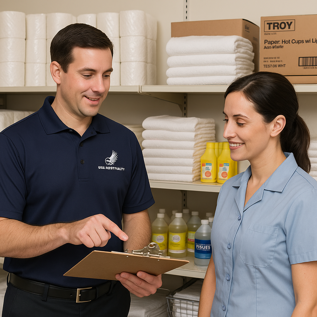 Account manager supporting a hospitality client with standardized SKUs